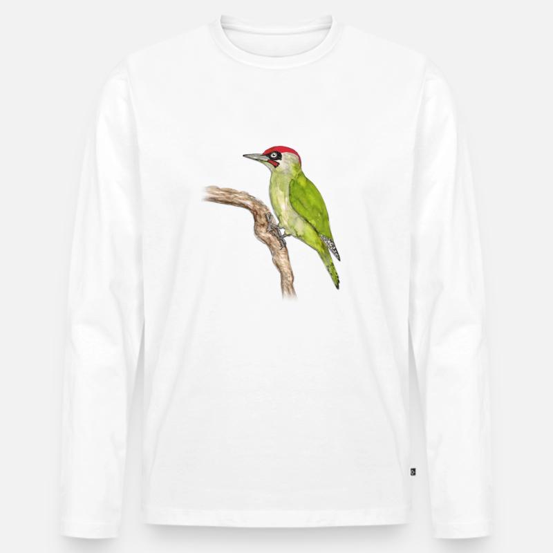 Grünspecht - Männer Premium Bio Langarmshirt - Weiß