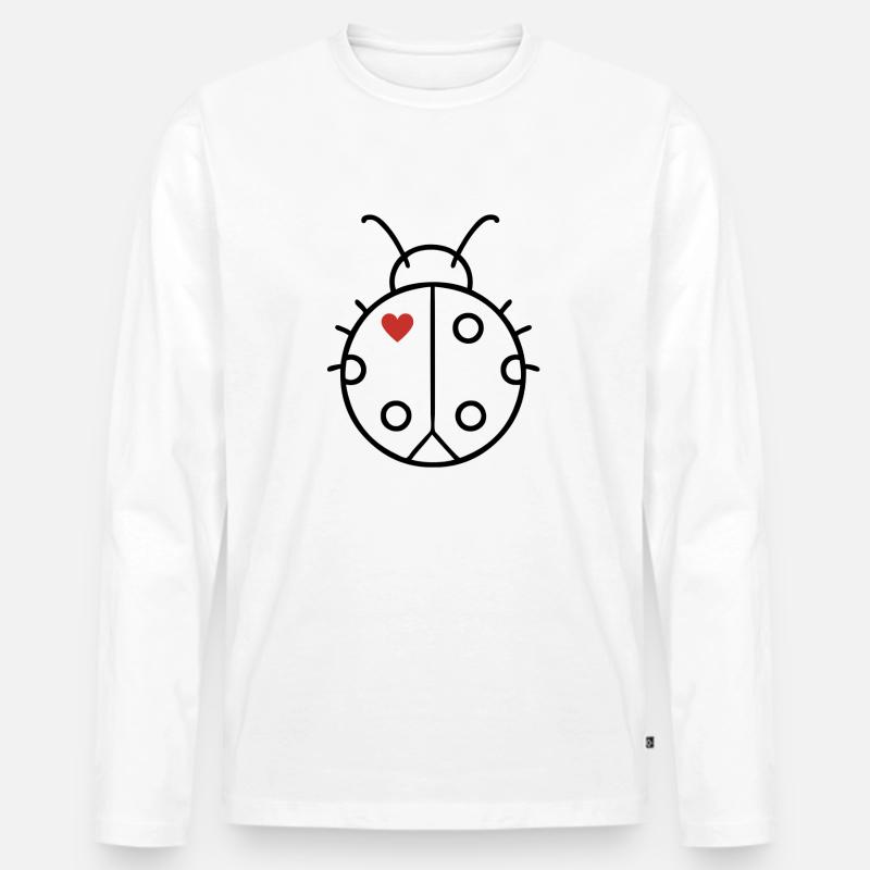 Marienkäfer mit Herz - Männer Premium Bio Langarmshirt - Weiß