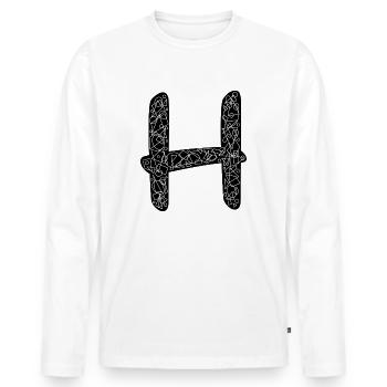 H Alphabet im Zentangle Style - Männer Premium Bio Langarmshirt - Weiß - Vorne - Nico (187cm)