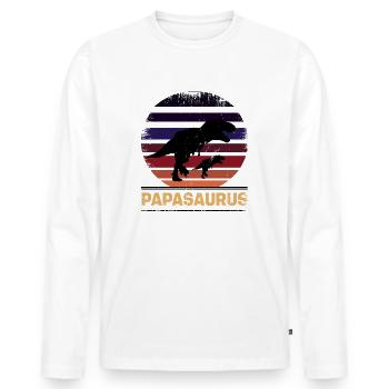 Papasaurus Père Dinosaure Familles Papa - T-shirt manches longues Premium bio Homme - blanc - Devant - Nico (187cm)