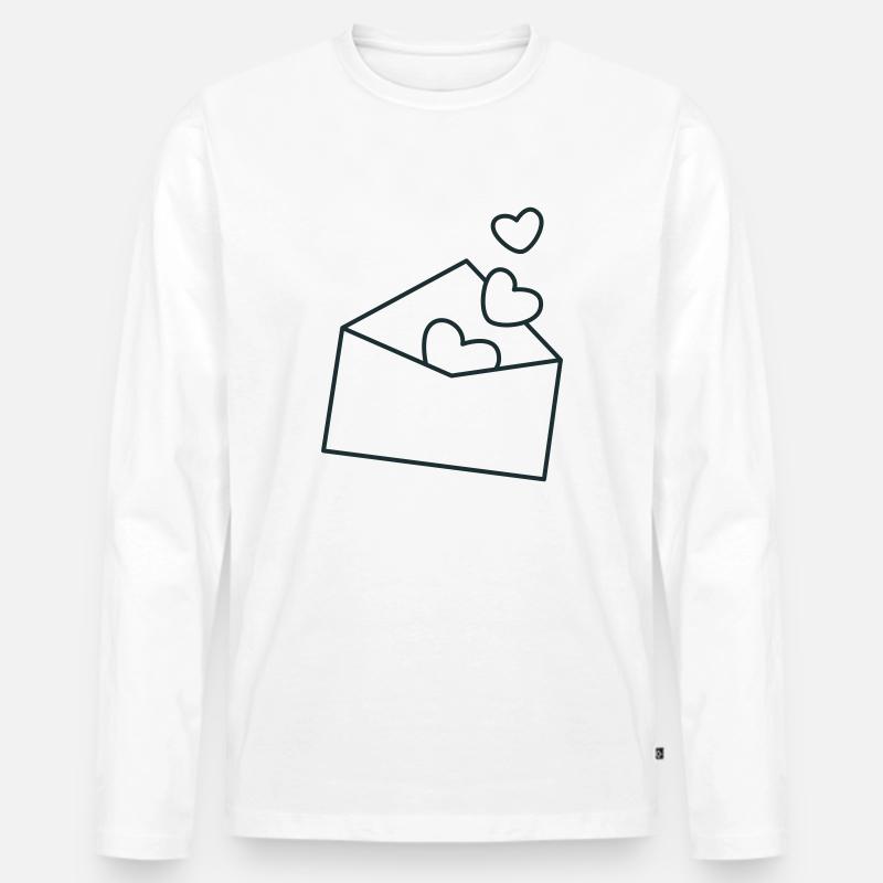 Umschlag mit Herzen - Männer Premium Bio Langarmshirt - Weiß