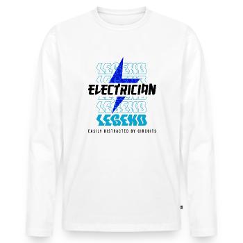 Circuits Voltage Électricien Artisans Electro - T-shirt manches longues Premium bio Homme - blanc - Devant - Nico (187cm)