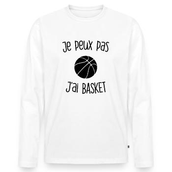 Je peux pas J'ai Basket sport débardeur femme cool - T-shirt manches longues Premium bio Homme - blanc - Devant - Nico (187cm)