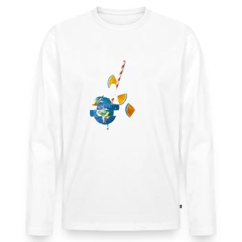 Null Abfall, es gibt keinen Planeten B, Erde, Klima C - Männer Premium Bio Langarmshirt - Weiß - Vorne - Nico (187cm)