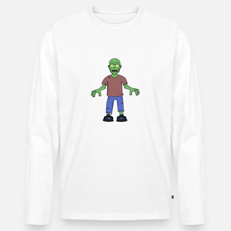 Verängstigter Zombie - Männer Premium Bio Langarmshirt - Weiß