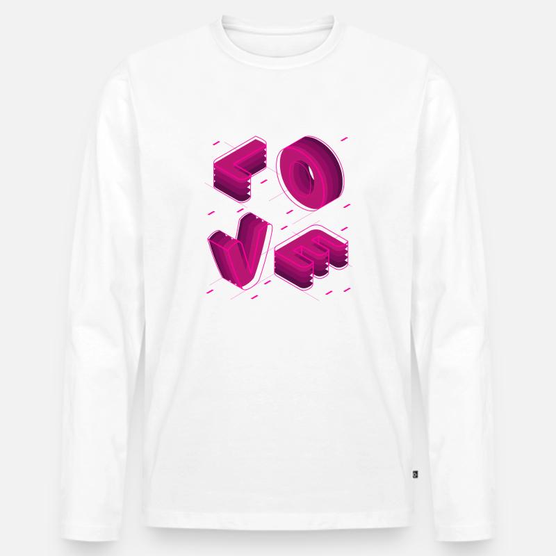 LIEBE ROSE - Männer Premium Bio Langarmshirt - Weiß