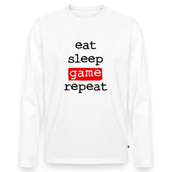eat sleep game repeat - Eat sleep gambling - Men's Premium Organic Long Sleeve Shirt - white - Front - Nico (187cm)