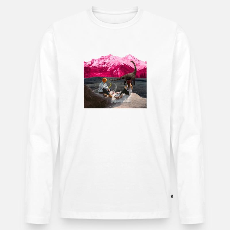 Picknick Surreal - Männer Premium Bio Langarmshirt - Weiß