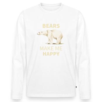 Les ours me rendent heureux ours polaire - T-shirt manches longues Premium bio Homme - blanc - Devant - Nico (187cm)
