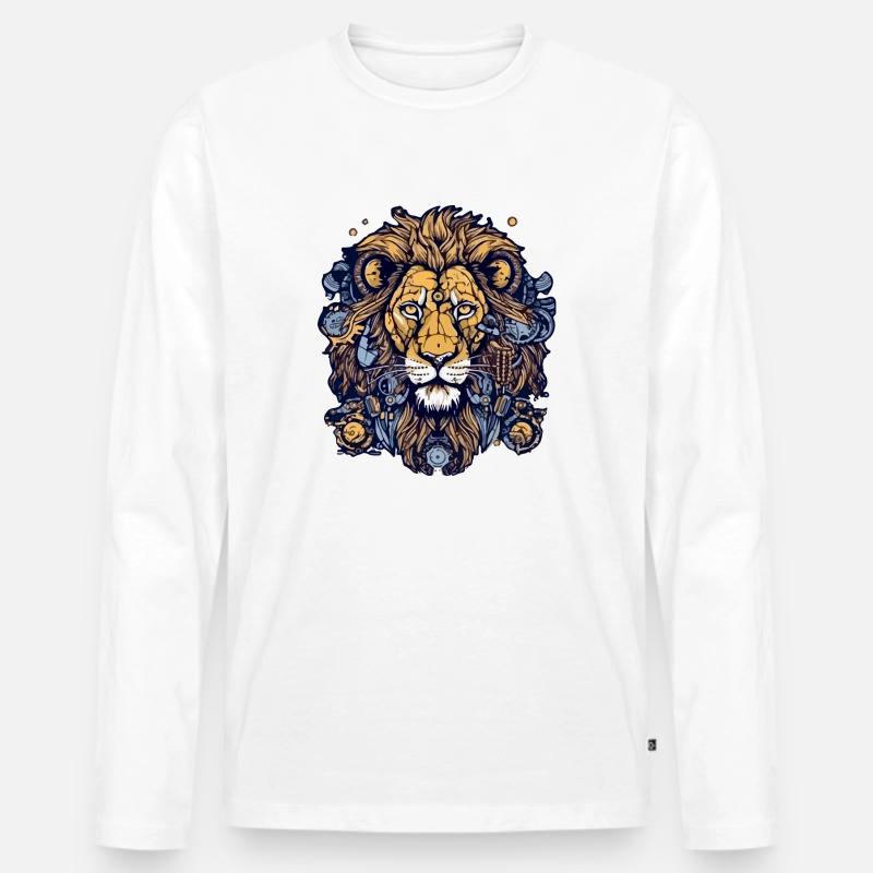 Kitu der Löwe - Männer Premium Bio Langarmshirt - Weiß