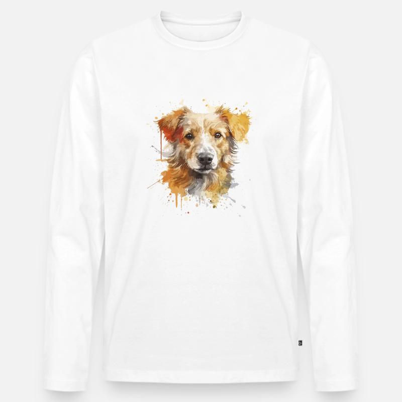Hundeshirt 2 - Männer Premium Bio Langarmshirt - Weiß