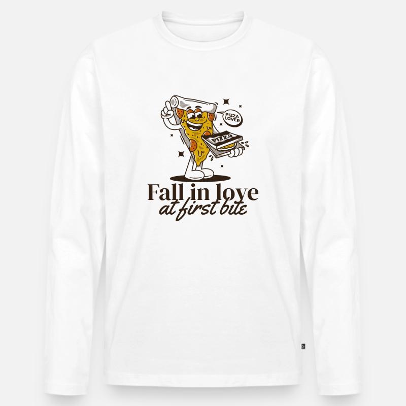 Pizza Comic - Männer Premium Bio Langarmshirt - Weiß