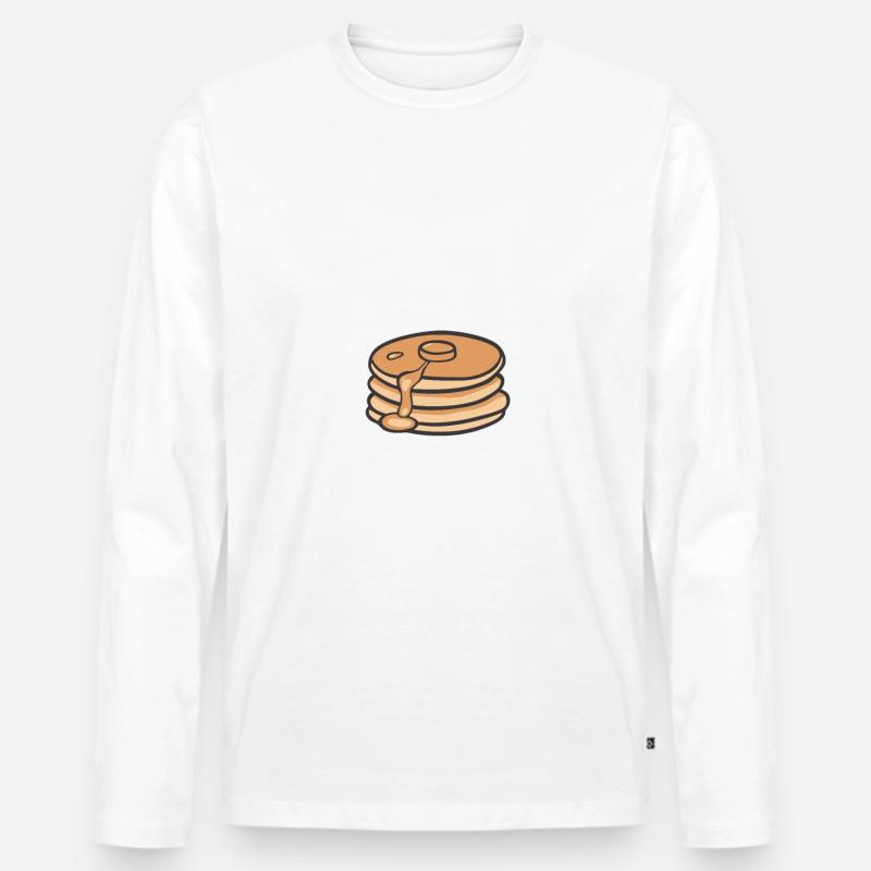 Pancakes Frühstück Essen Pancake - Männer Premium Bio Langarmshirt - Weiß
