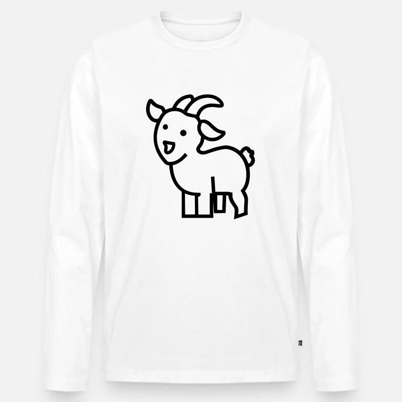 Ziegenbock - Männer Premium Bio Langarmshirt - Weiß
