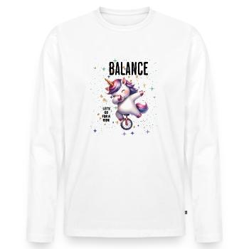 Unicycle unicorn dab dabbing - Men's Premium Organic Long Sleeve Shirt - white - Front - Nico (187cm)
