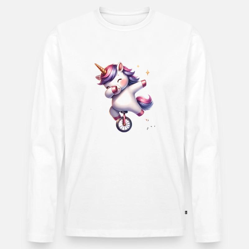 Einrad Einhorn dab dabbing - Männer Premium Bio Langarmshirt - Weiß