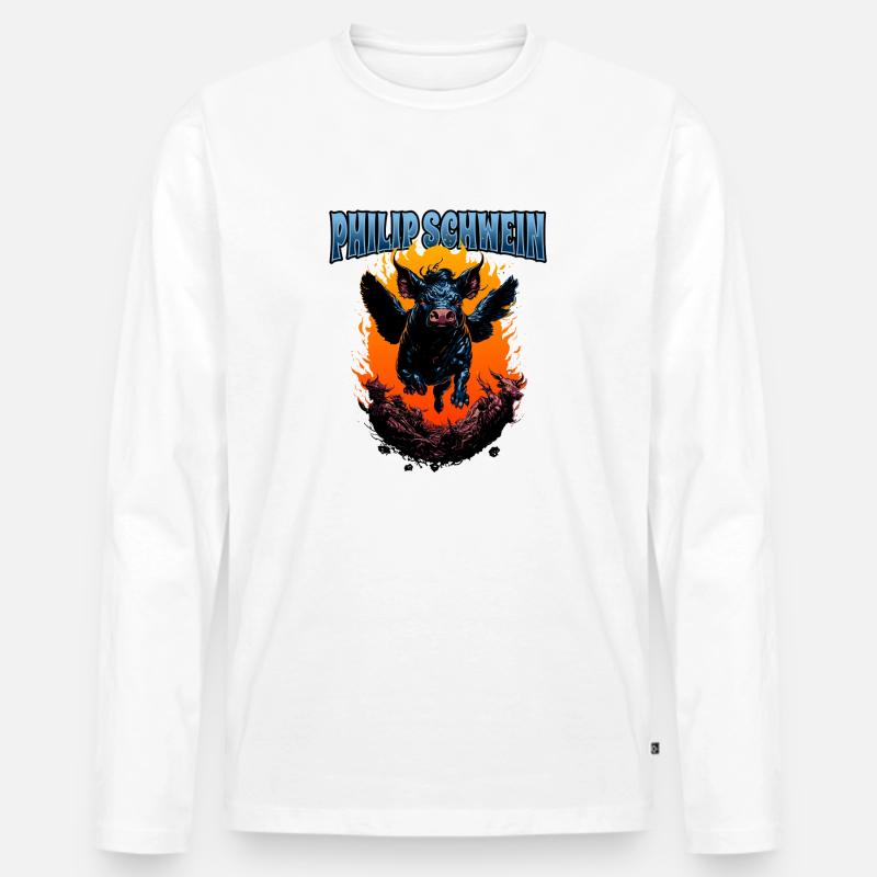 PHILIP SCHWEIN - Männer Premium Bio Langarmshirt - Weiß