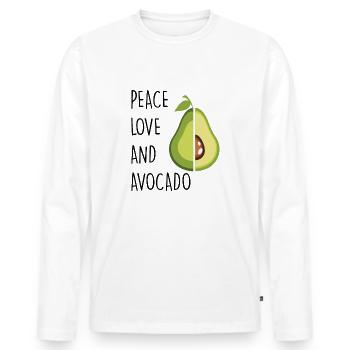 Amour de paix et avocat - T-shirt manches longues Premium bio Homme - blanc - Devant - Nico (187cm)