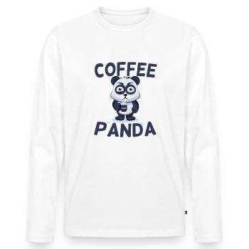 Panda Kaffee - Männer Premium Bio Langarmshirt - Weiß - Vorne - Nico (187cm)