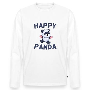 Happy Panda glücklich - Männer Premium Bio Langarmshirt - Weiß - Vorne - Nico (187cm)