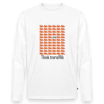 Denke anders als alle anderen Fahrrad Motiv - Männer Premium Bio Langarmshirt - Weiß - Vorne - Nico (187cm)