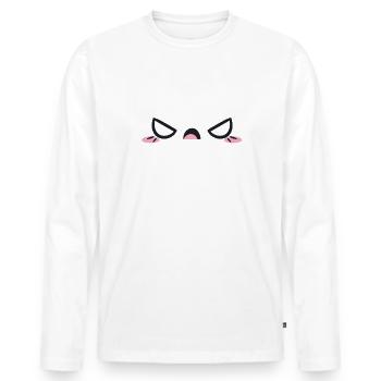 Kawaii face angry emotion mood - Men's Premium Organic Long Sleeve Shirt - white - Front - Nico (187cm)