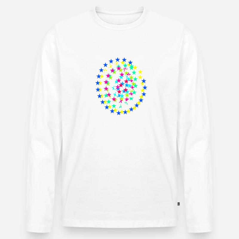 Sterne, bunte Sterne, Kreis - Männer Premium Bio Langarmshirt - Weiß