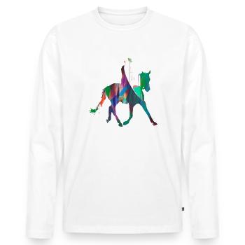 équitation,équitation,course,équitation,équitation - T-shirt manches longues Premium bio Homme - blanc - Devant - Nico (187cm)