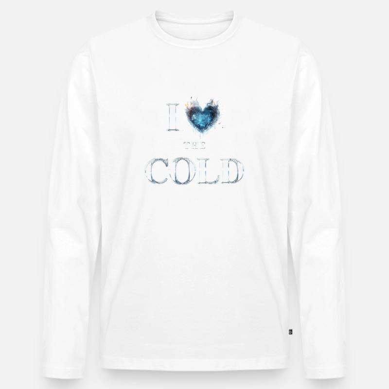 "Ich liebe die Kälte" - Männer Premium Bio Langarmshirt - Weiß
