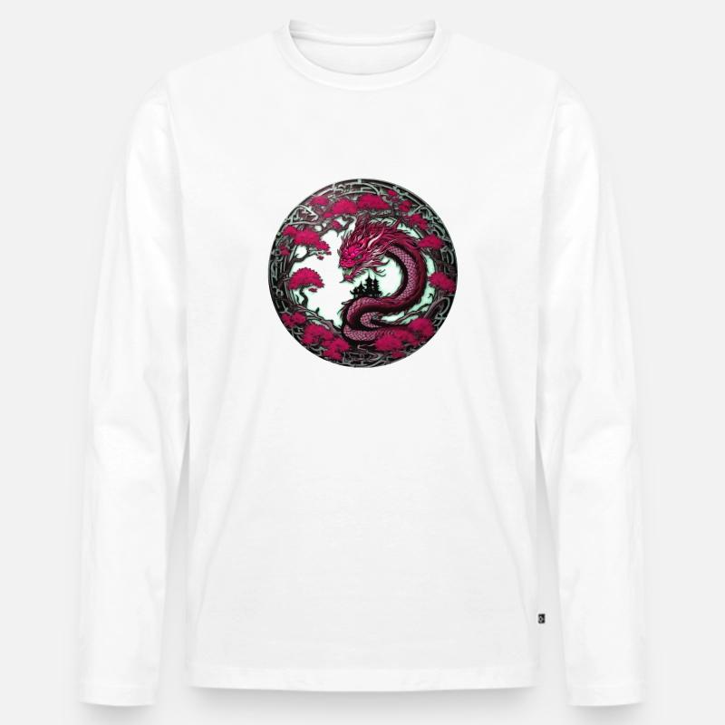 drache,chinesischer drache,gothic,tattoo - Männer Premium Bio Langarmshirt - Weiß