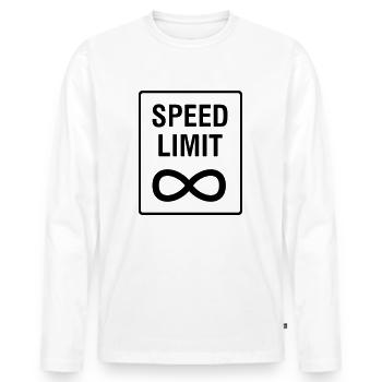Speed Limit - Unendlich / Funny / Car Tuning - Männer Premium Bio Langarmshirt - Weiß - Vorne - Nico (187cm)