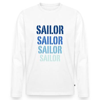 Sailor Sea - Sail boat - Men's Premium Organic Long Sleeve Shirt - white - Front - Nico (187cm)
