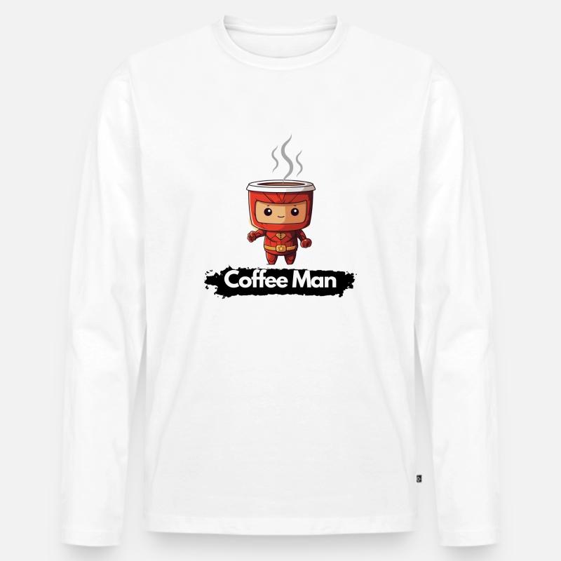 Coffee Man - Männer Premium Bio Langarmshirt - Weiß