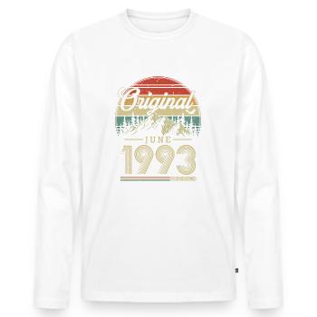 Juin 1993 Vintage Vintage Rétro Anniversaire - T-shirt manches longues Premium bio Homme - blanc - Devant - Nico (187cm)