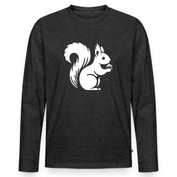 Silhouette d’écureuil minimaliste avec écrou - T-shirt manches longues Premium bio Homme - anthracite chiné - Devant - Nico (187cm)