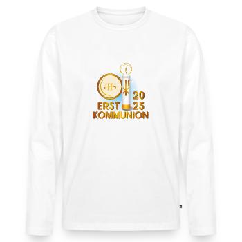Erstkommunion 2025 - Männer Premium Bio Langarmshirt - Weiß - Vorne - Nico (187cm)