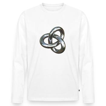 Torusknoten Silber 3D - Männer Premium Bio Langarmshirt - Weiß - Vorne - Nico (187cm)