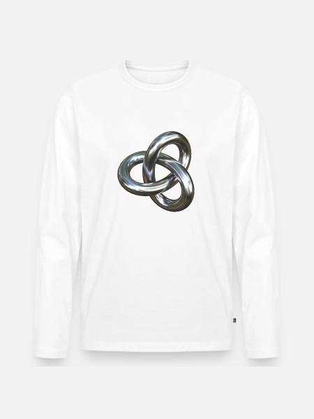 Torusknoten Silber 3D - Männer Premium Bio Langarmshirt - Weiß