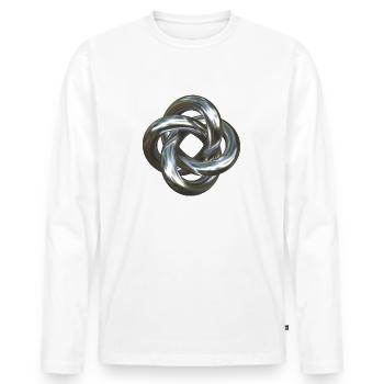 Torusknoten Silber 3D - Männer Premium Bio Langarmshirt - Weiß - Vorne - Nico (187cm)