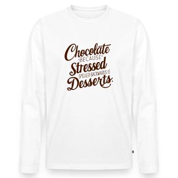 Chocolate Dessert Stress Saying Funny Dessert - Men's Premium Organic Long Sleeve Shirt - white - Front - Nico (187cm)