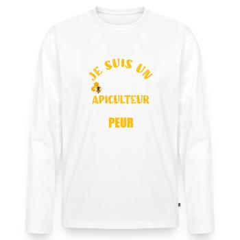 Je suis un beau papa apiculteur abeille miel - T-shirt manches longues Premium bio Homme - blanc - Devant - Nico (187cm)