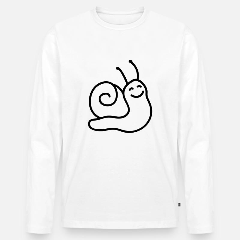 Fröhliche Schnecke - Line - Männer Premium Bio Langarmshirt - Weiß