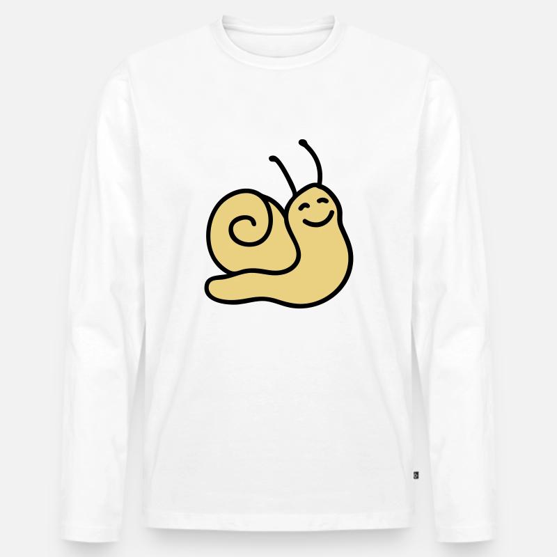 Fröhliche Schnecke - Männer Premium Bio Langarmshirt - Weiß