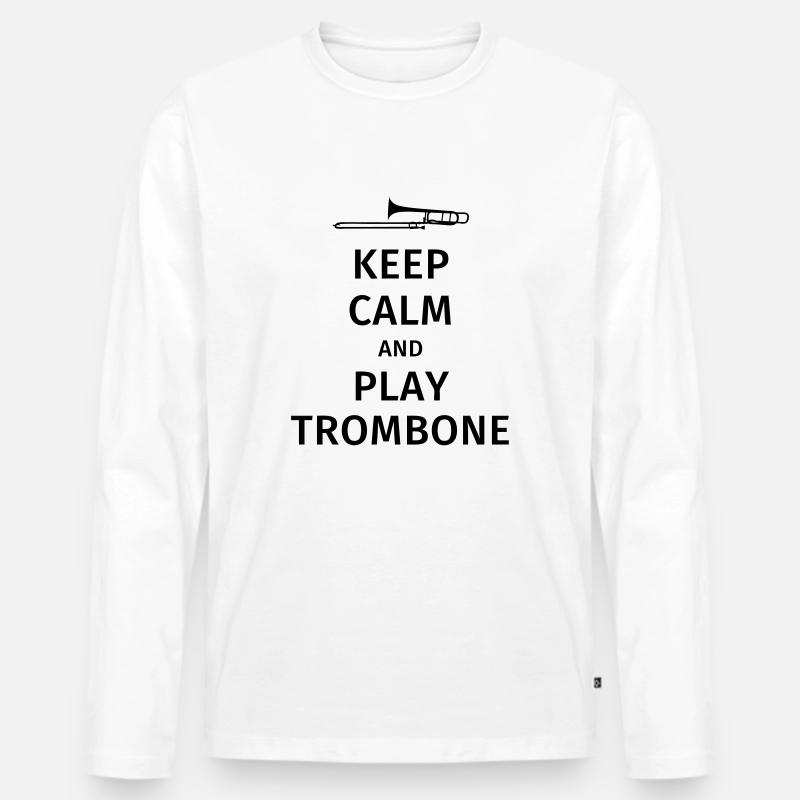 keep calm and play trombone - Männer Premium Bio Langarmshirt - Weiß