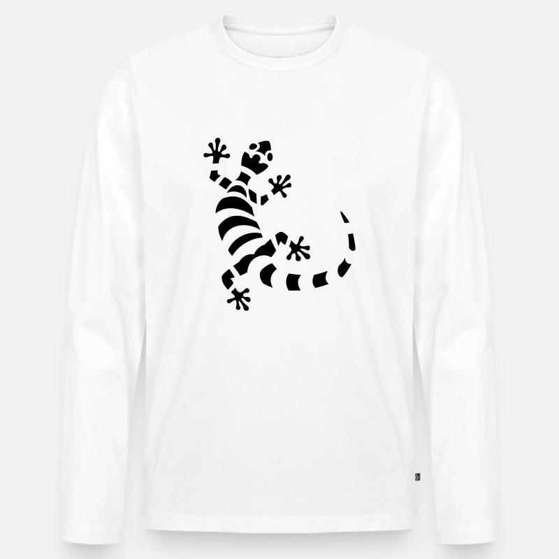 Gecko - Männer Premium Bio Langarmshirt - Weiß