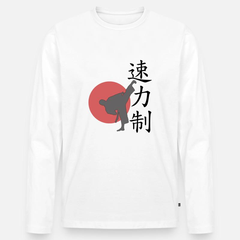 Speed Power Control WHITE BACKG - Männer Premium Bio Langarmshirt - Weiß