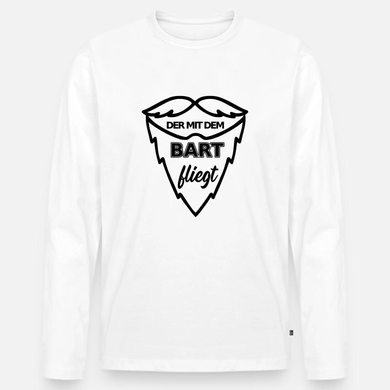 bartfliegt - Männer Premium Bio Langarmshirt - Weiß