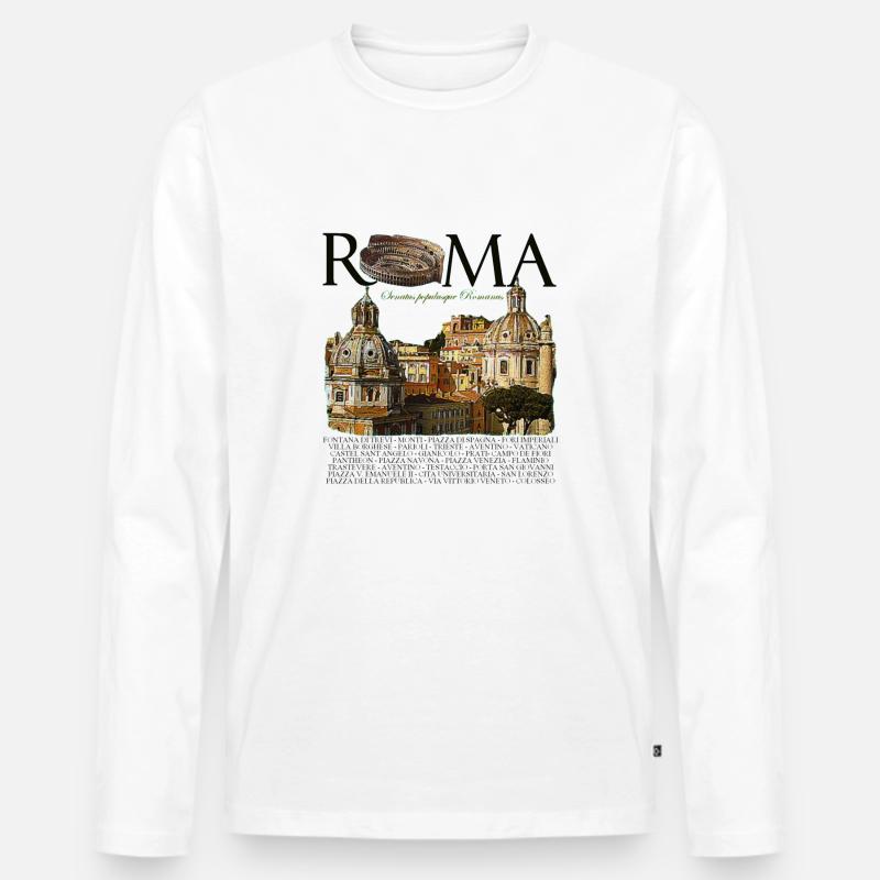 ROME - Männer Premium Bio Langarmshirt - Weiß