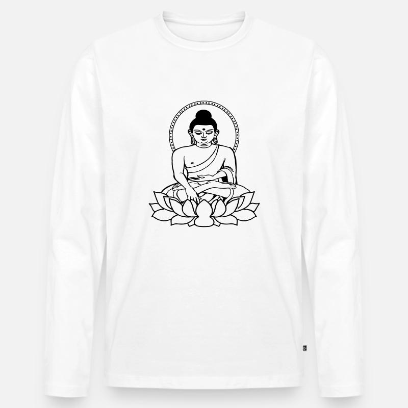 Buddha sitting de - Männer Premium Bio Langarmshirt - Weiß