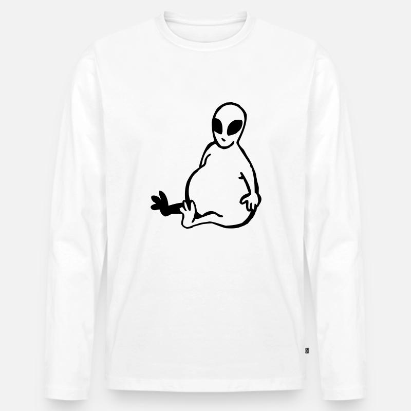 Dicker Alien - Männer Premium Bio Langarmshirt - Weiß